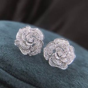 - Rose flower studs with Swarovski elements #386